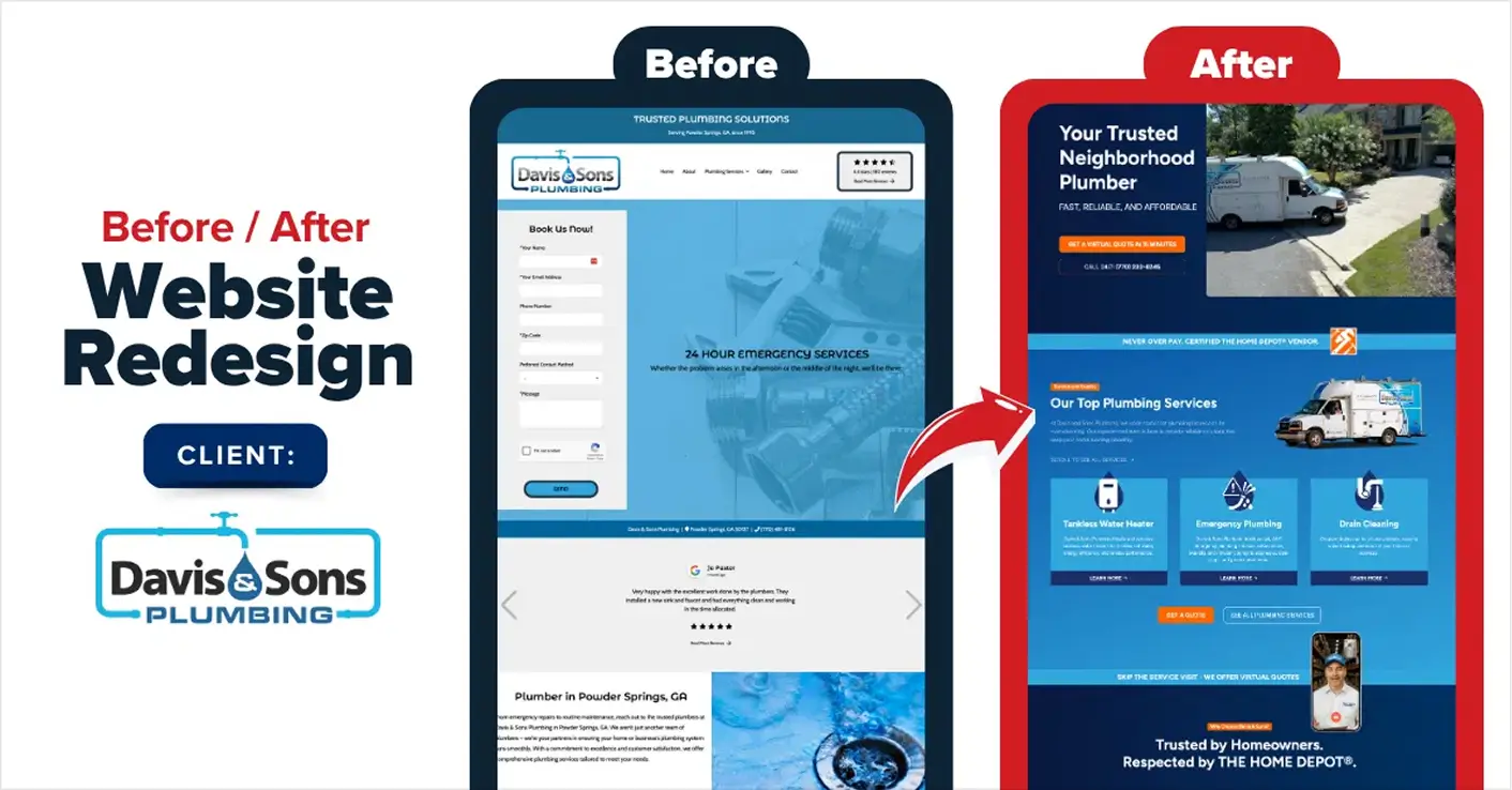 Davis and Sons Plumbing website redesign featured in the plumbing SEO case study