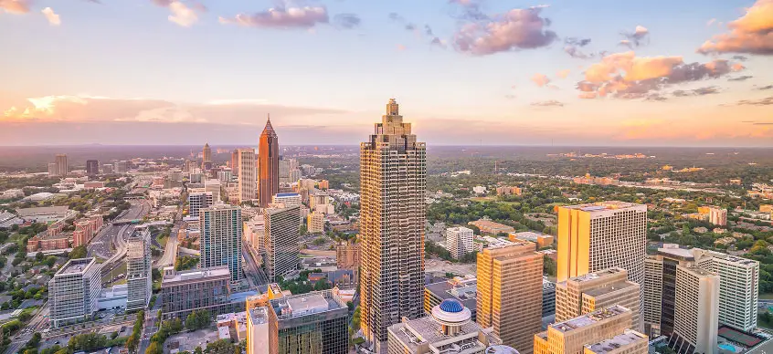 Map of Hughes Media local SEO service area across Atlanta and metro Georgia